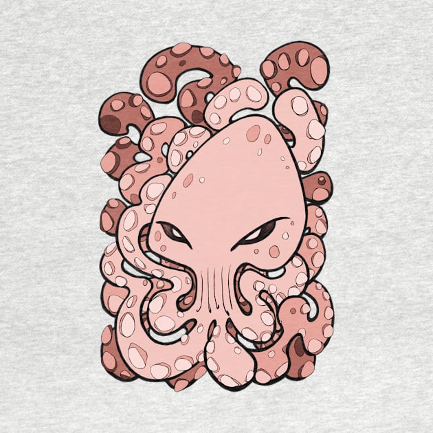 Octopus Squid Kraken Cthulhu Sea Creature - Blooming Dahlia Pink by BigNoseArt